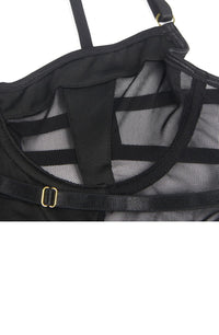 Linsori Obsidian Mesh Underwire Bodysuit - side view