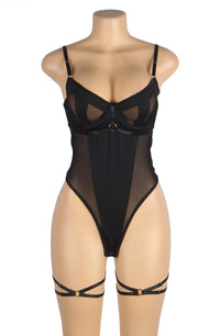 Linsori Obsidian Mesh Underwire Bodysuit - back view