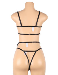 Linsori Noir Embroidered Bra Delicate Set - back view