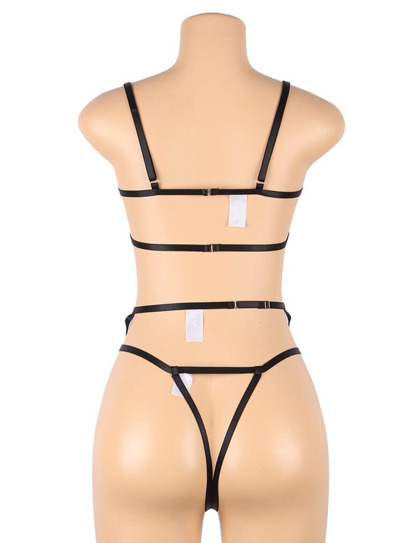 Linsori Noir Embroidered Bra Delicate Set - back view