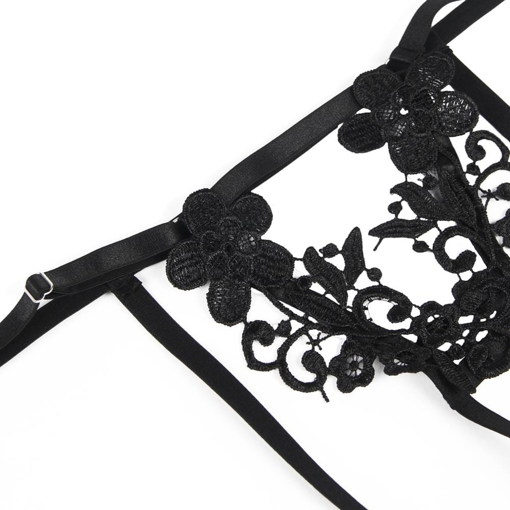 Linsori Noir Embroidered Bra Delicate Set - side view