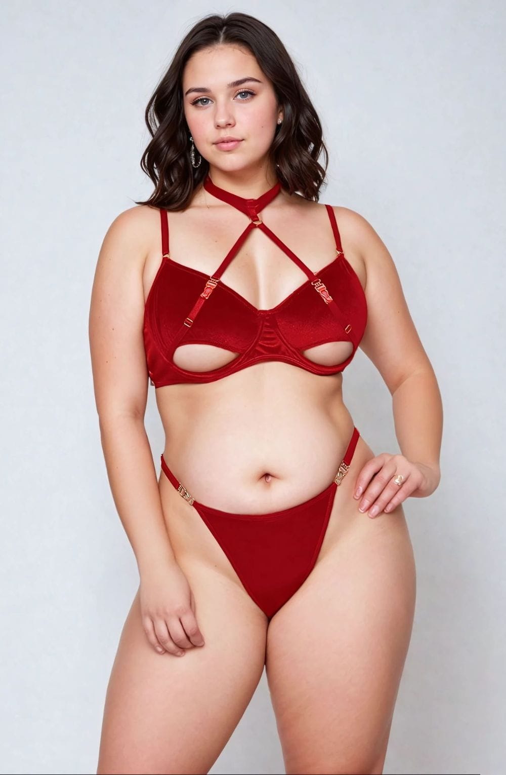 Linsori Scarlet Velvet Halter Set Plus - product view