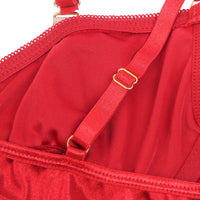 Linsori Scarlet Velvet Halter Bra Set - close-up