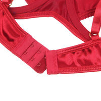 Linsori Scarlet Velvet Halter Bra Set - detail view