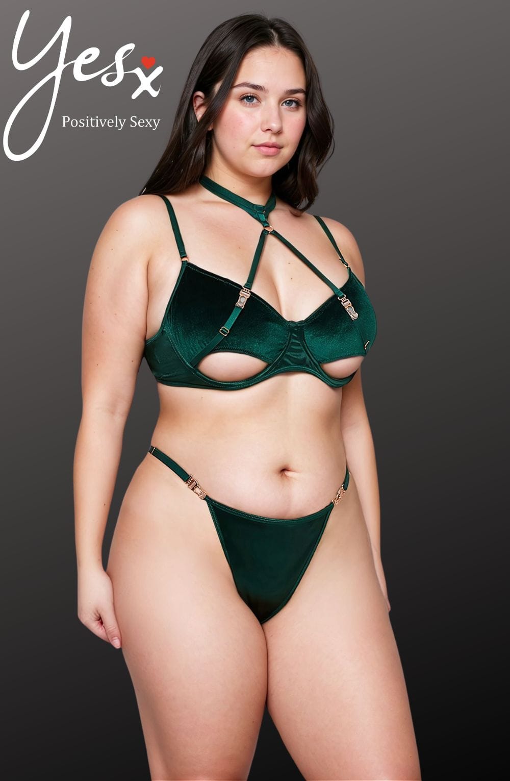 Linsori Velvet Halter Bra Delicate Set - detail view