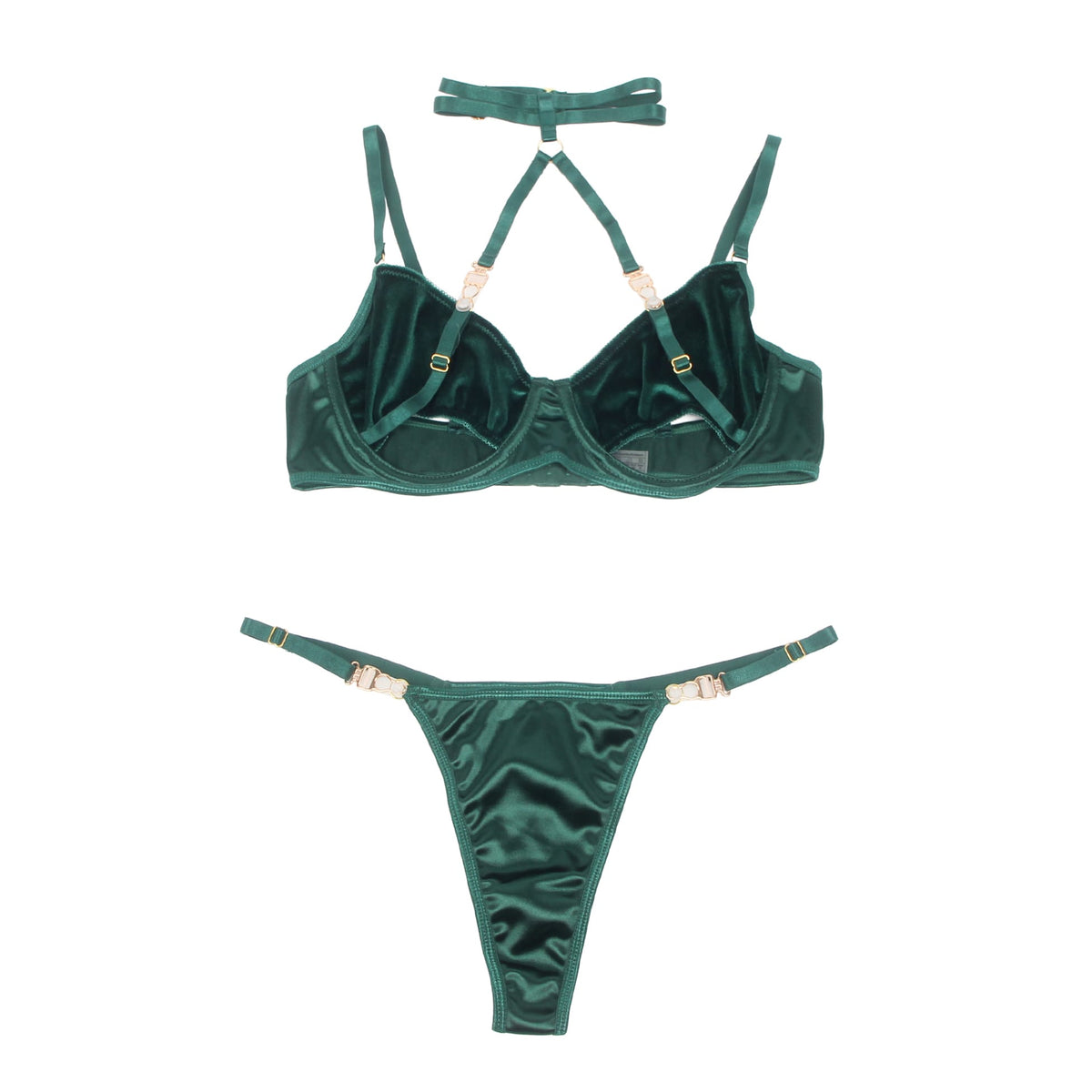 Linsori Velvet Halter Bra Delicate Set - styled view