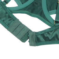 Linsori Emerald Velvet Halter Bra Set - side view