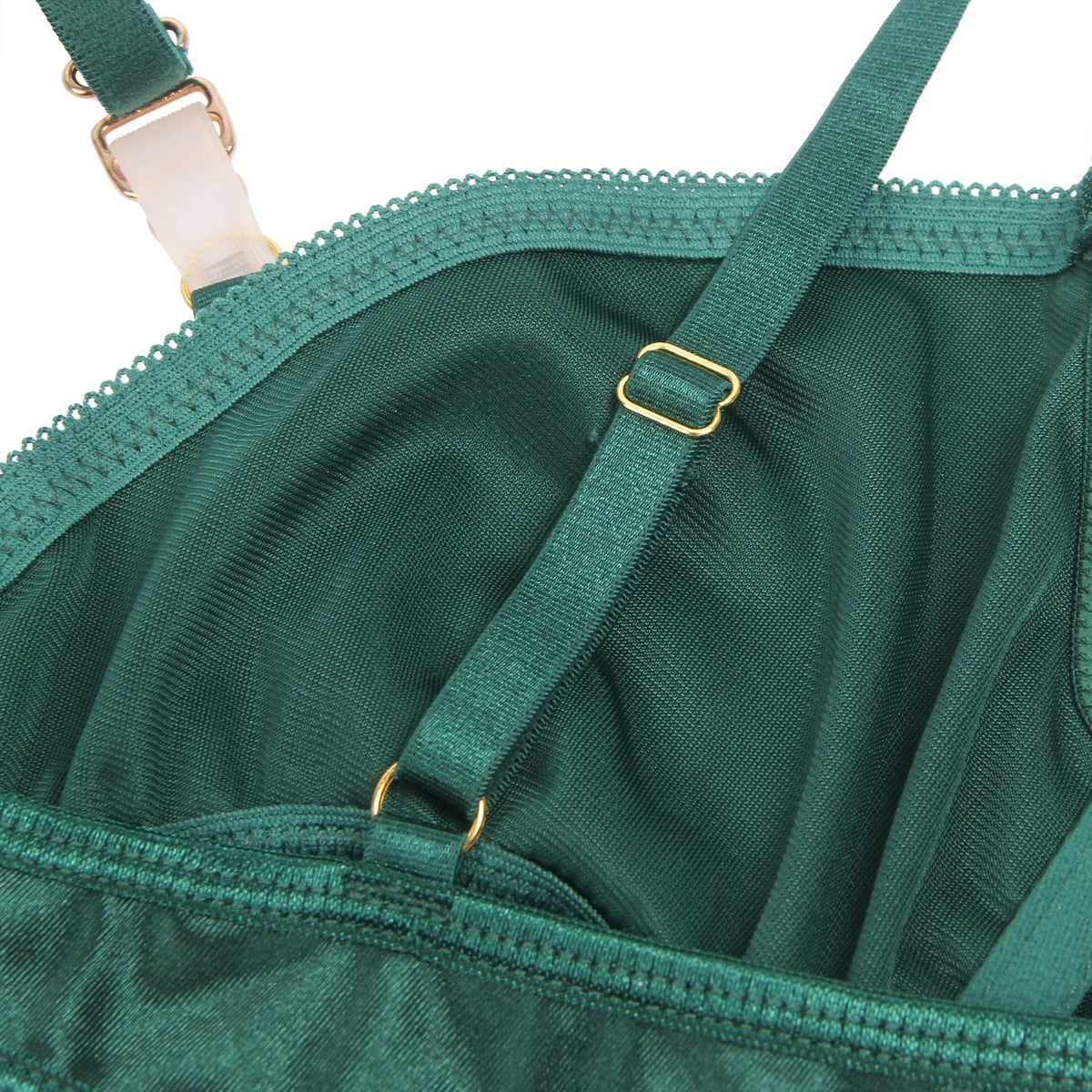 Linsori Emerald Velvet Halter Bra Set - back view