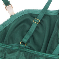 Linsori Emerald Velvet Halter Bra Set - back view