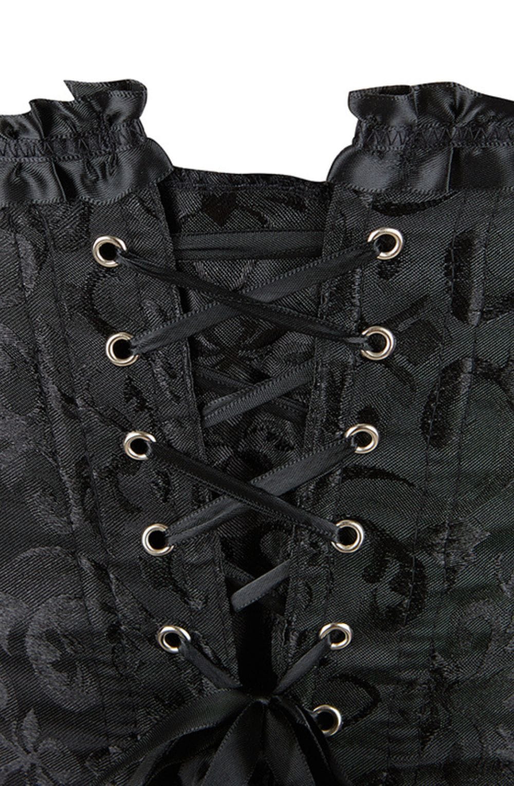 Linsori Noir Brocade Sweetheart Corset — Plus Size - close-up