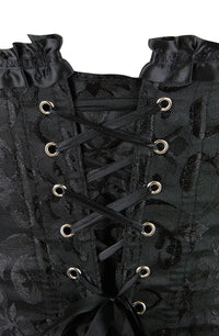 Linsori Noir Brocade Sweetheart Corset — Plus Size - close-up