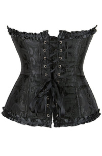 Linsori Noir Brocade Sweetheart Corset — Plus Size - lifestyle view