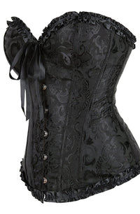 Linsori Noir Brocade Sweetheart Corset — Plus Size - product view