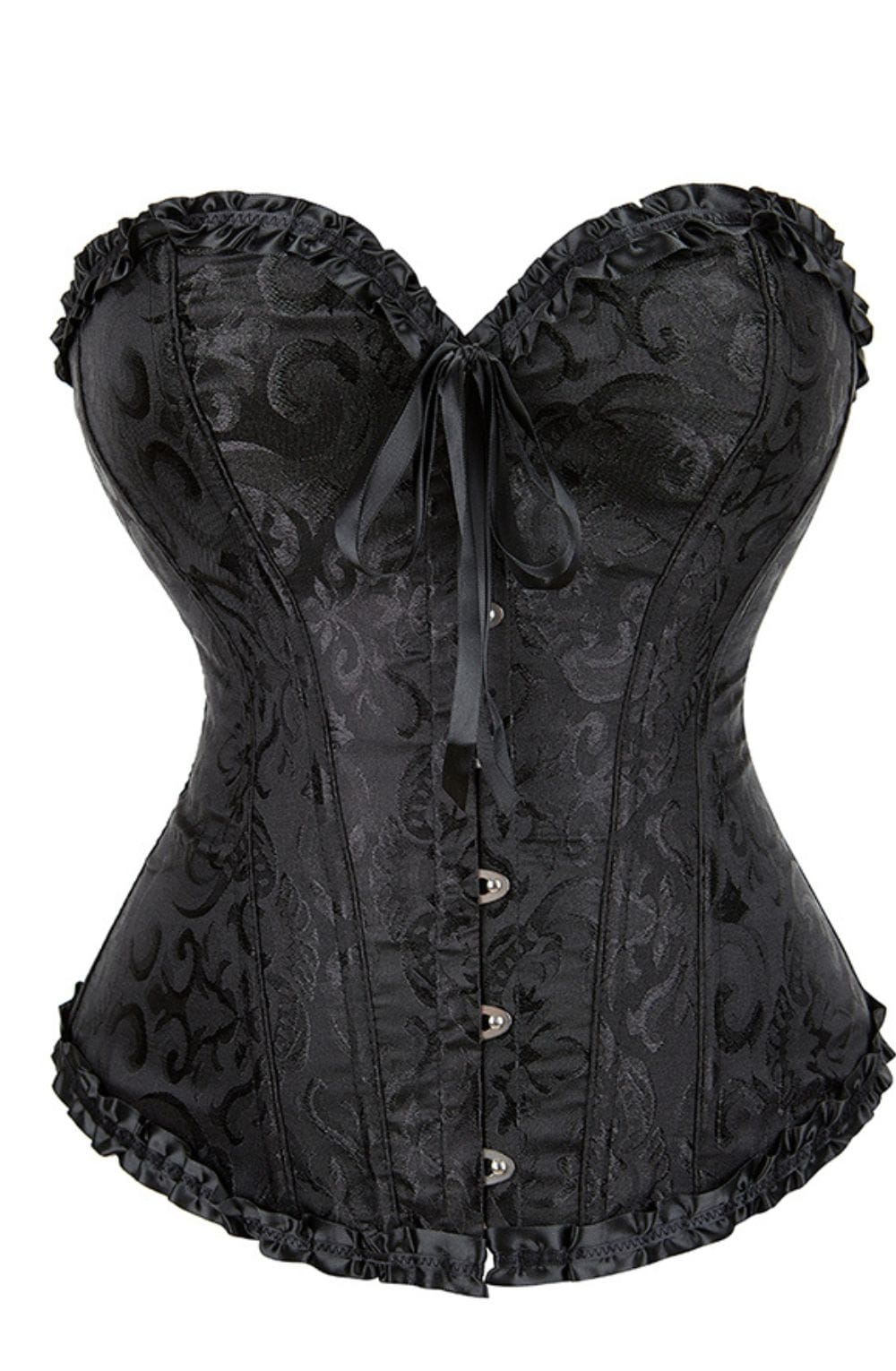 Linsori Noir Brocade Sweetheart Corset — Plus Size - front view
