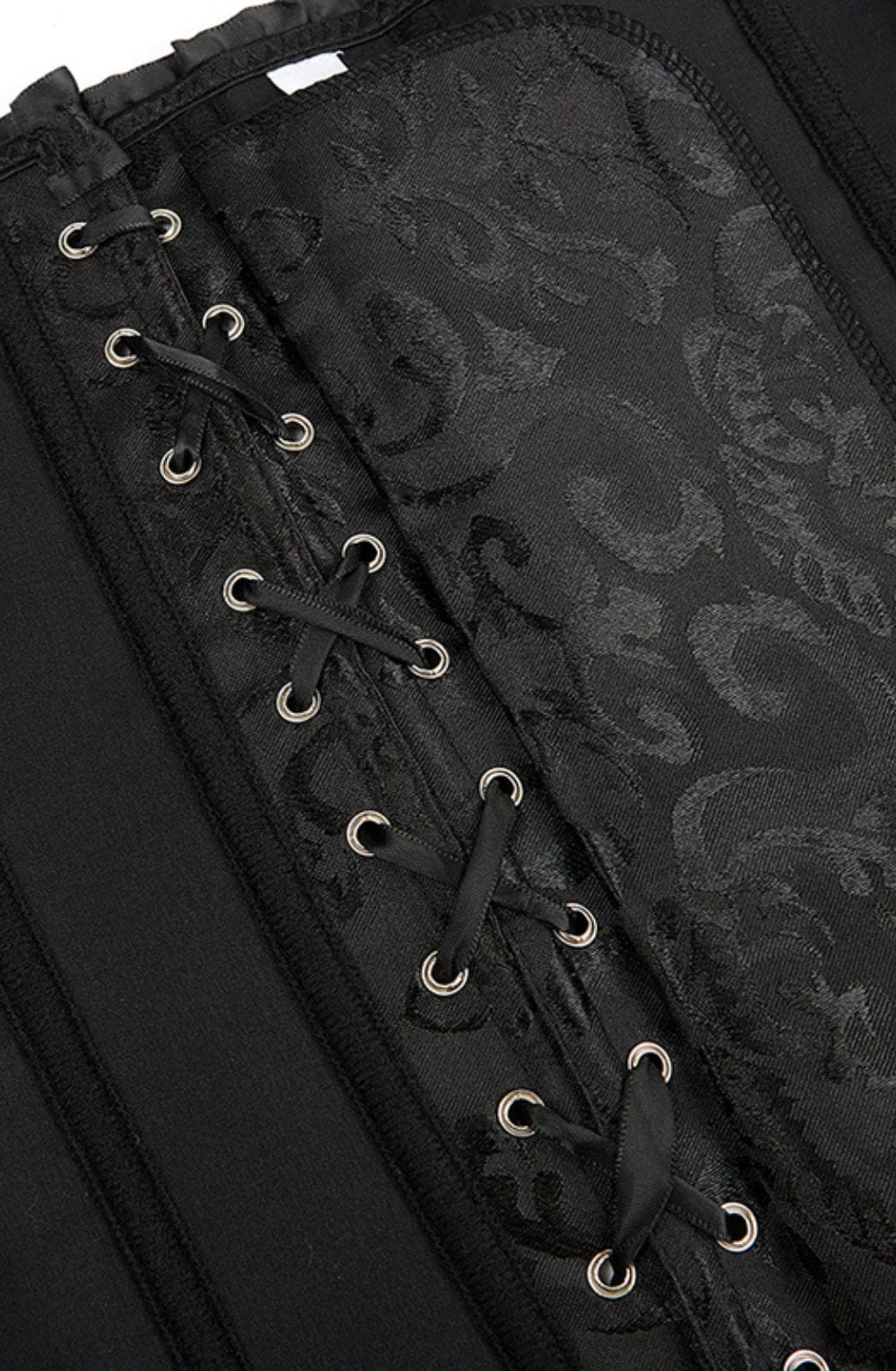 Linsori Noir Brocade Sweetheart Corset — Plus Size - side view
