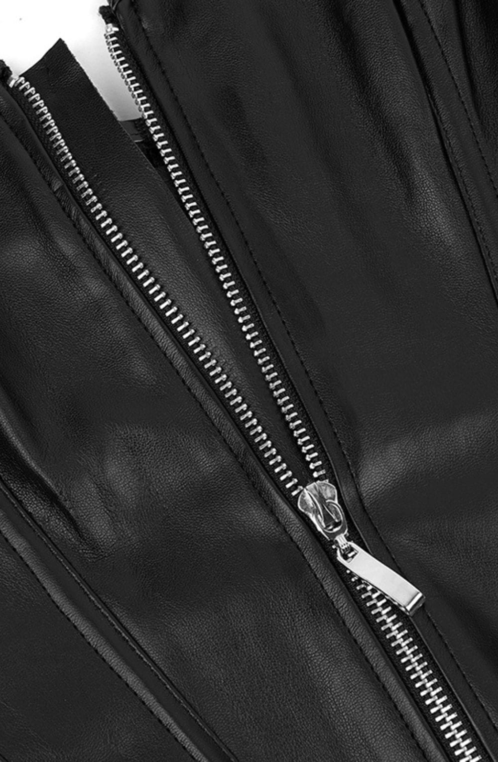 Linsori Obsidian Leather-Look Lace-Up Corset — Plus Size - close-up