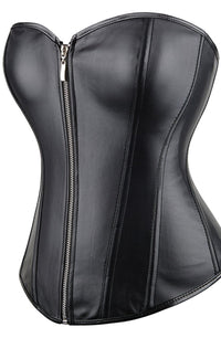 Linsori Obsidian Leather-Look Lace-Up Corset — Plus Size - side view