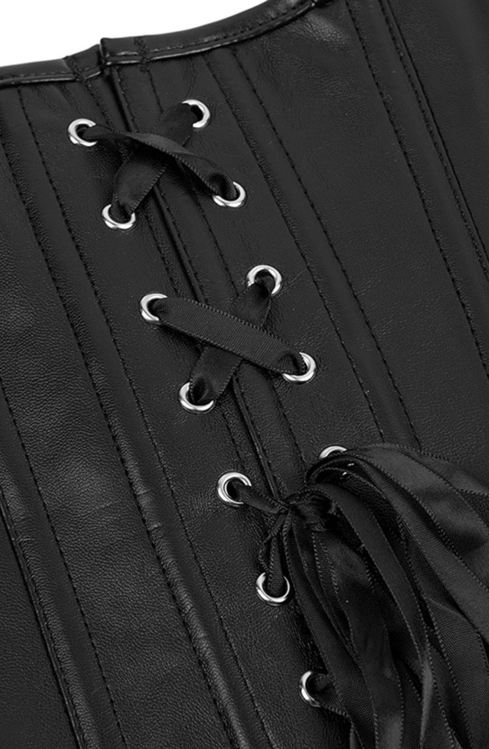 Linsori Obsidian Leather-Look Lace-Up Corset — Plus Size - back view