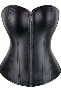 Linsori Obsidian Leather-Look Lace-Up Corset — Plus Size - detail view