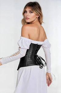 Linsori Obsidian Leather-Look Lace-Up Corset — Plus Size - side view