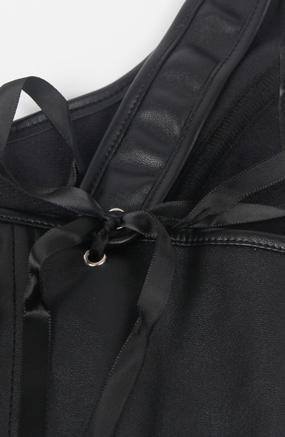 Linsori Noir Leather-Look Corset Top - side view