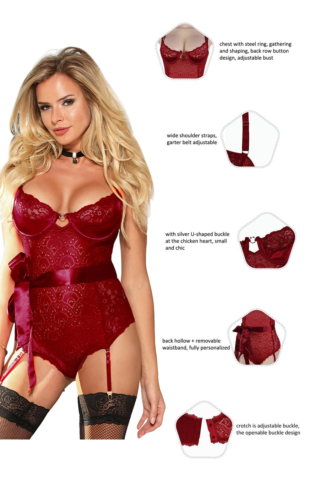 Linsori Scarlet Lace Hourglass Body - styled view