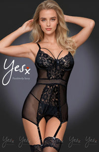 Linsori Noir Floral Sheer Chemise Set - detail view
