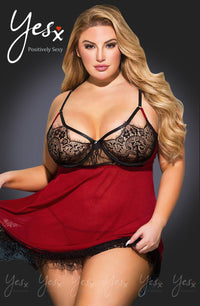 Linsori Noir Rouge Babydoll Set Plus - detail view