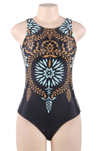 Linsori Navy Print Poolside Swimsuit - styled view