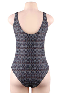 Linsori Navy Print Poolside Swimsuit - close-up