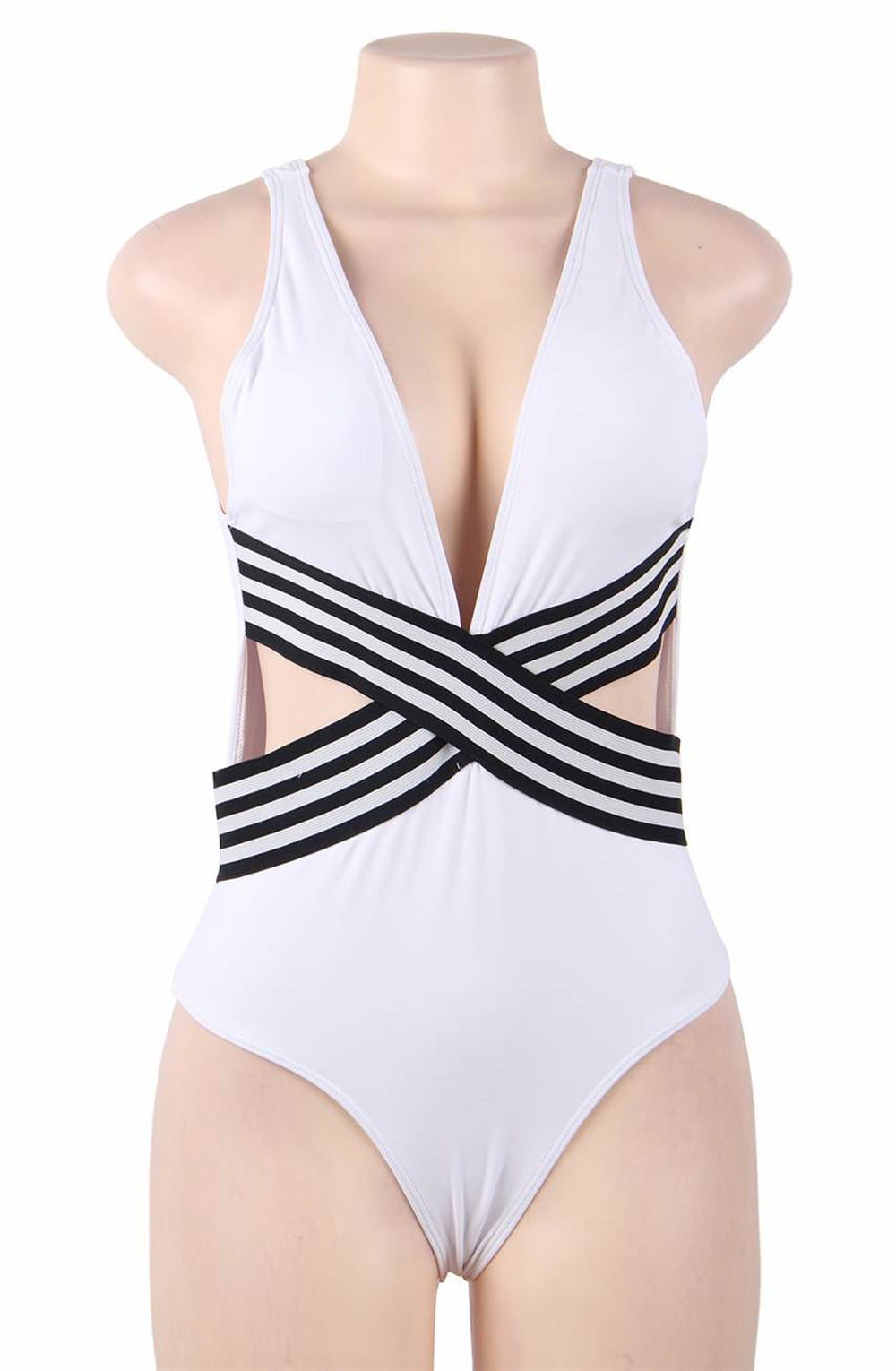 Linsori Pearl Plunge Cut-Out Swimsuit - side view