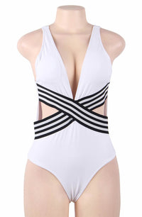 Linsori Pearl Plunge Cut-Out Swimsuit - side view