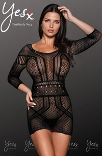 Linsori Noir Open Back Bodystocking Dress - front view