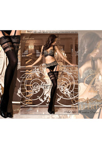 Linsori Midnight Lurex Faux Suspender Hold-Ups - detail view