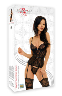 Linsori Ravenna Noir Lace Cor Floral Lace Set - close-up