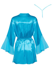 Linsori Azure Satin Flared Sleeve Peignoir - detail view