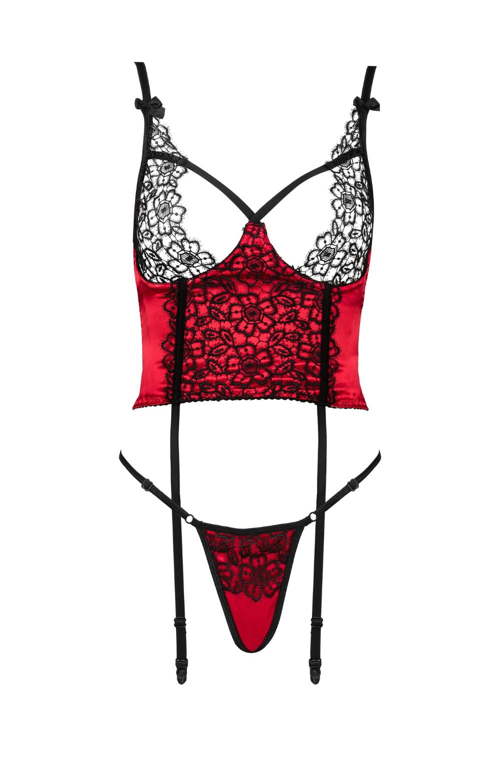 Linsori Scarlet Satin Corset Smooth Satin Set - styled view