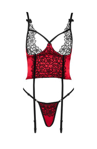 Linsori Scarlet Satin Corset Smooth Satin Set - styled view