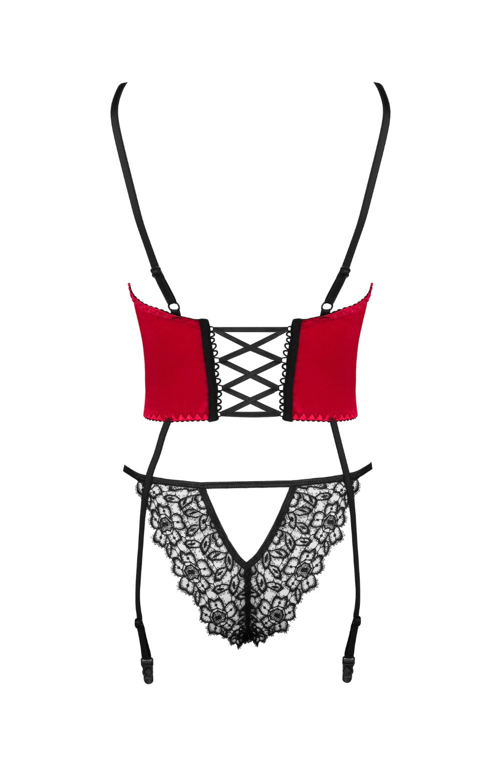 Linsori Scarlet Satin Corset Smooth Satin Set - side view