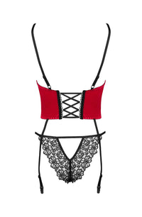 Linsori Scarlet Satin Corset Smooth Satin Set - side view