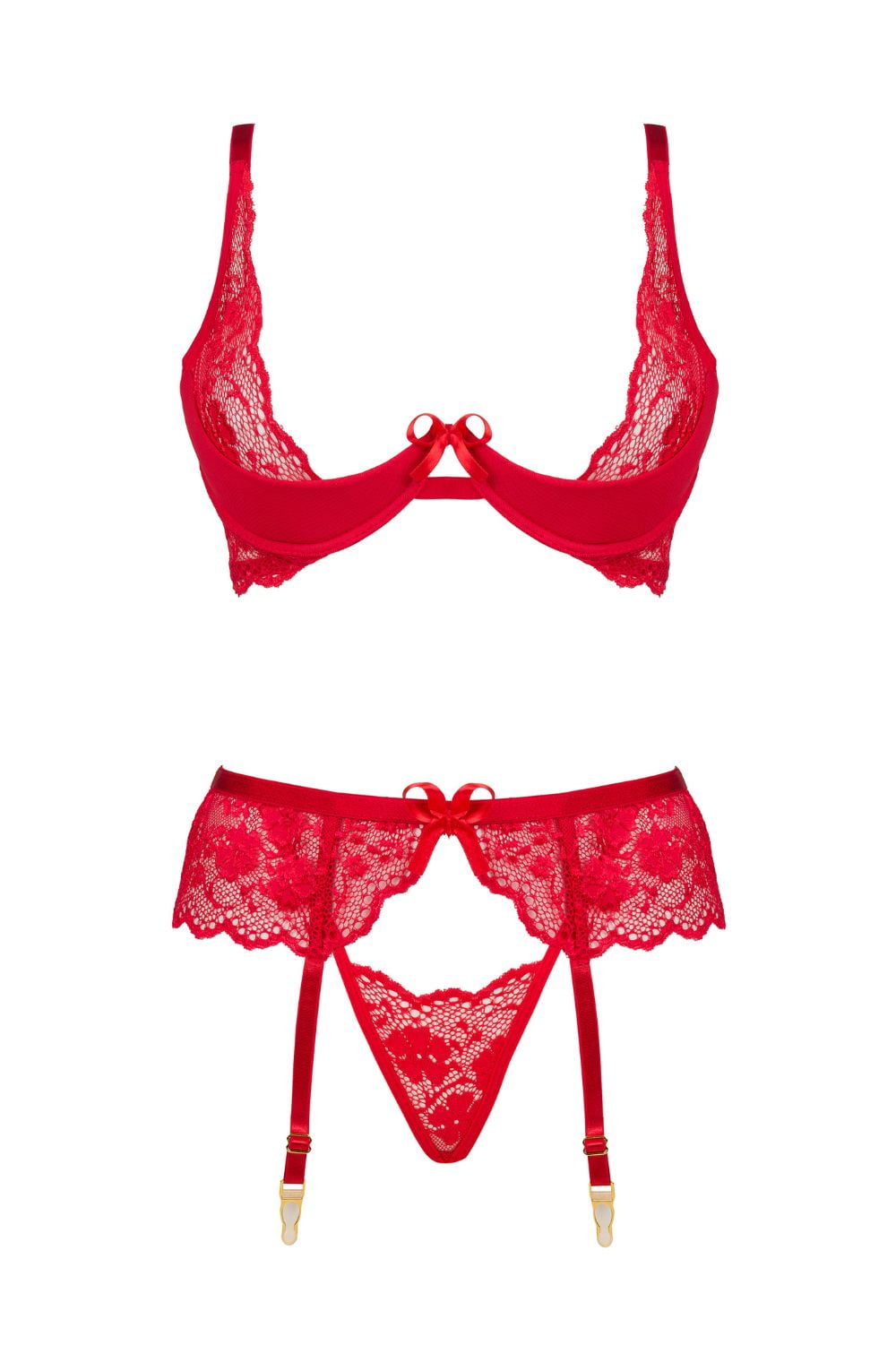 Linsori Noir Rose Lace Three-Piece Set - detail view