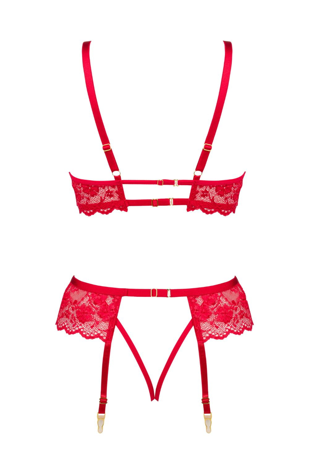 Linsori Noir Rose Lace Three-Piece Set - front view