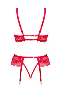 Linsori Noir Rose Lace Three-Piece Set - front view