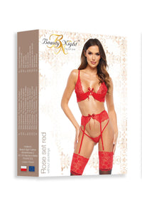 Linsori Noir Rose Lace Three-Piece Set - product view