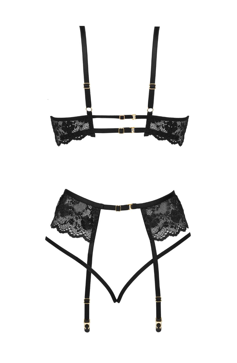 Linsori Noir Rose Lace Three-Piece Set - product view