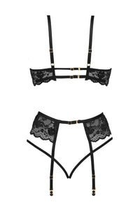 Linsori Noir Rose Lace Three-Piece Set - product view