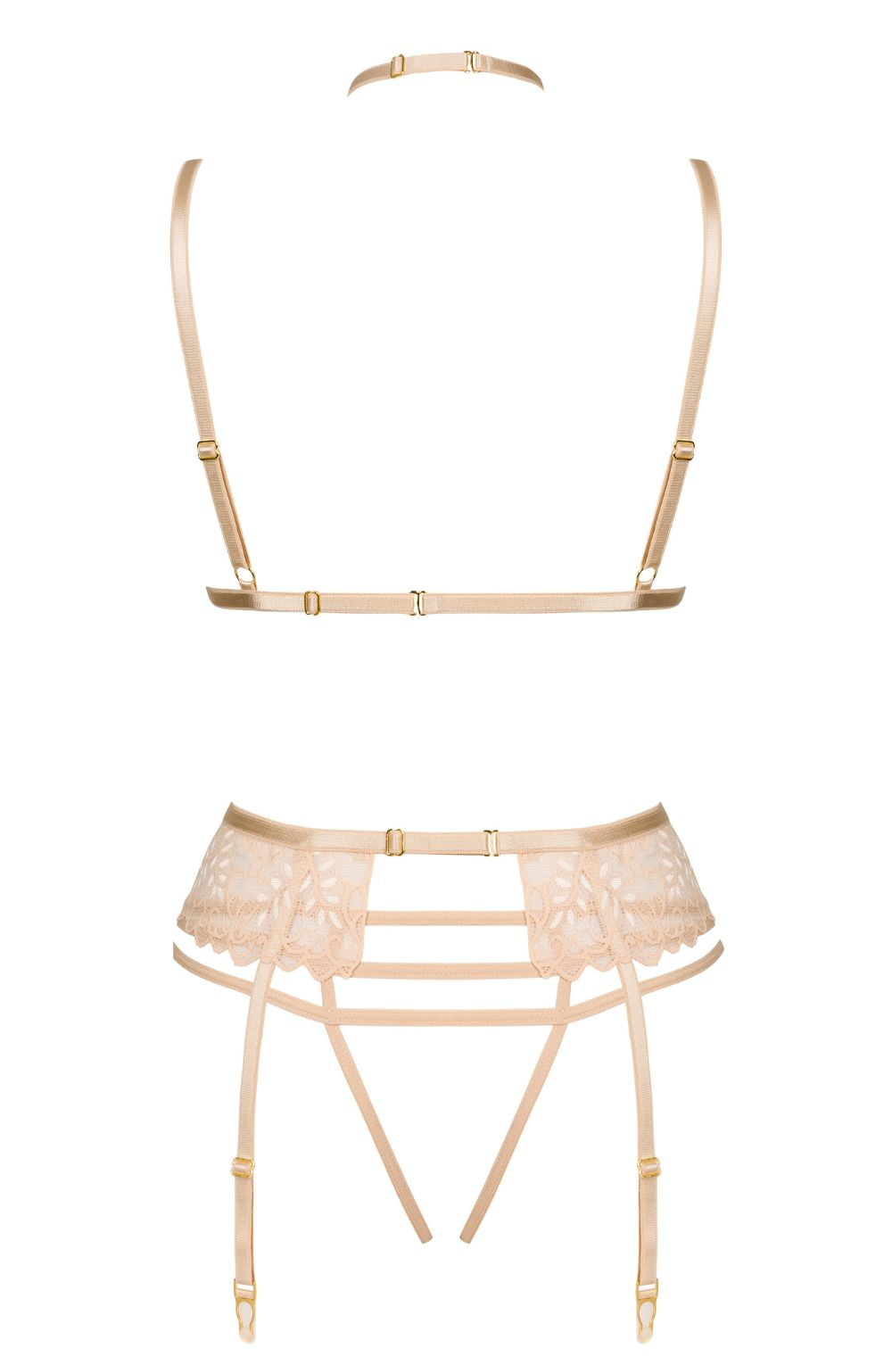Linsori Noemi Nude Lace Three-Piece Set - back view