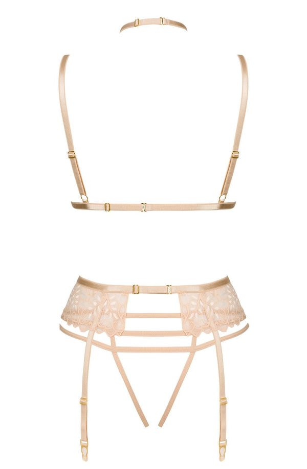 Linsori Noemi Nude Lace Three-Piece Set Plus Size - side view