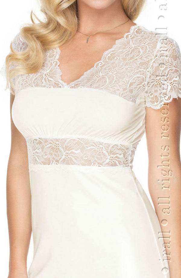 Linsori Champagne Lace Trim Nightdress - back view