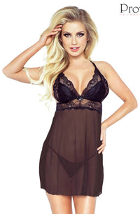 Linsori Noir Tulle Chemise with Bow - product view
